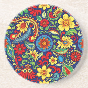 Rainbow Colors Blume Paisley Design Getränkeuntersetzer