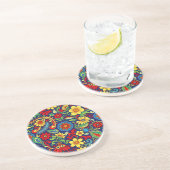 Rainbow Colors Blume Paisley Design Getränkeuntersetzer (Seite)