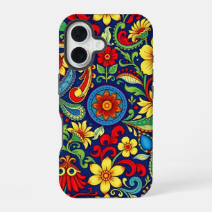 Rainbow Colors Blume Paisley Design iPhone 16 Hülle