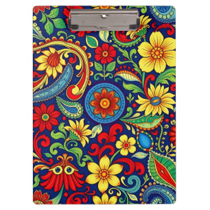 Rainbow Colors Blume Paisley Design Klemmbrett