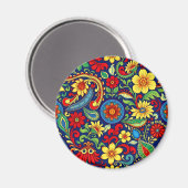 Rainbow Colors Blume Paisley Design Magnet (Vorderseite/Rückseite)