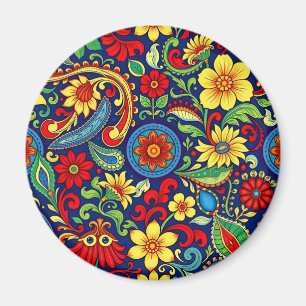 Rainbow Colors Blume Paisley Design Magnet