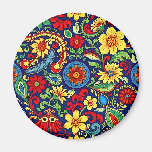 Rainbow Colors Blume Paisley Design Magnet (Vorne)