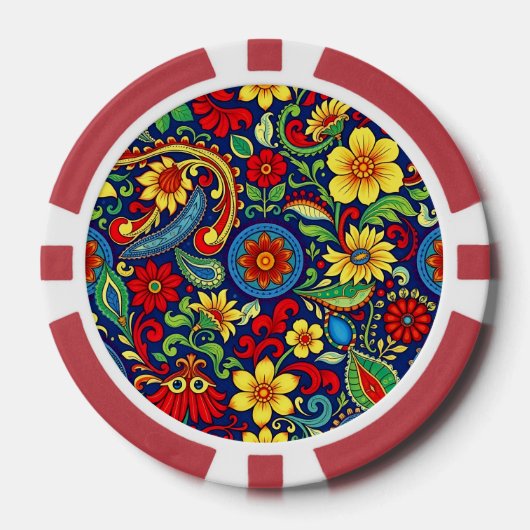 Rainbow Colors Blume Paisley Design Pokerchips (Vorderseite)