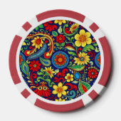 Rainbow Colors Blume Paisley Design Pokerchips (Rückseite)