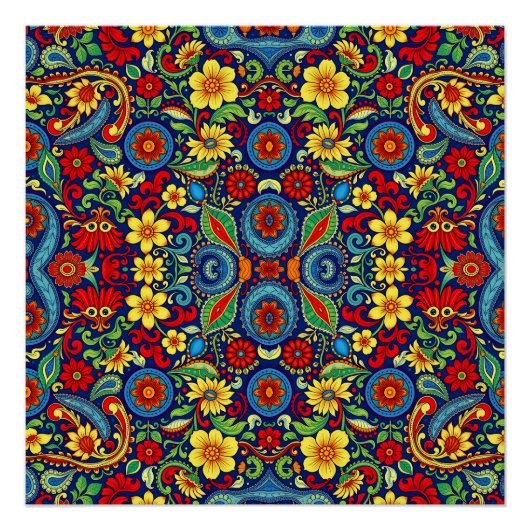Rainbow Colors Blume Paisley Design Poster (Vorderseite)