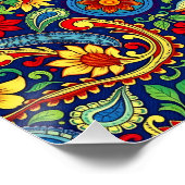 Rainbow Colors Blume Paisley Design Poster (Ecke)