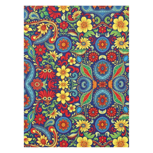Rainbow Colors Blume Paisley Design Tischdecke (Vorderseite)