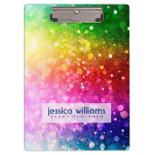 Rainbow Colors Bokeh Glitzer Klemmbrett (Vorderseite)