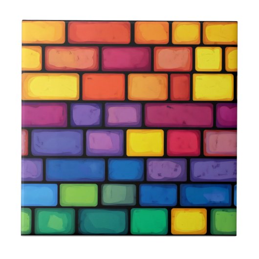 Rainbow Colors Brick Pattern Fliese (Vorderseite)