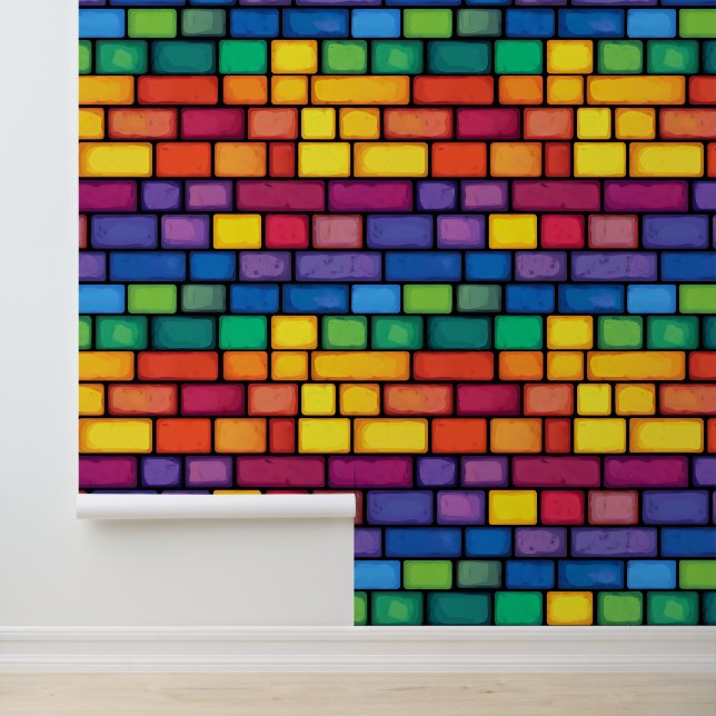 Rainbow Colors Brick Pattern Tapete (Anwendung)