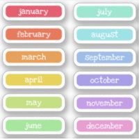 Rainbow Colors Charming Name of the Months Labels