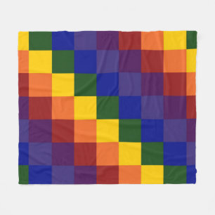 Rainbow Colors Checkered Pattern Fleecedecke