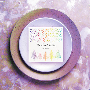 Rainbow Colors Confetti, Bäume Gay Lesbia Hochzeit Serviette