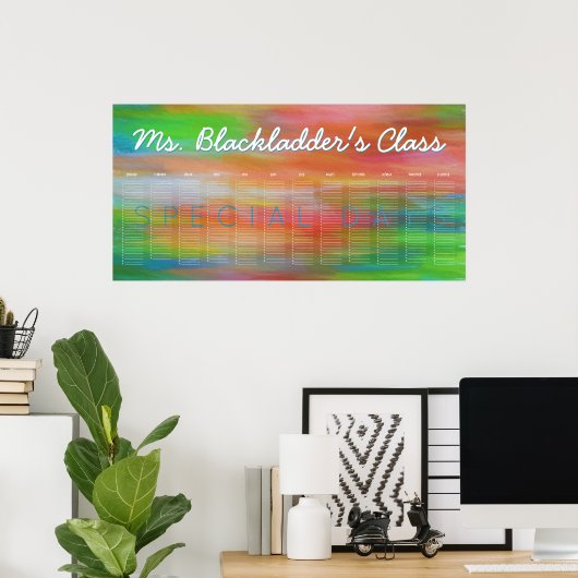 Rainbow Colors Custom Perpetual Calendar Poster (Heimbüro)
