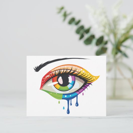 Rainbow Colors Eye Postkarte (Stehend Vorderseite)
