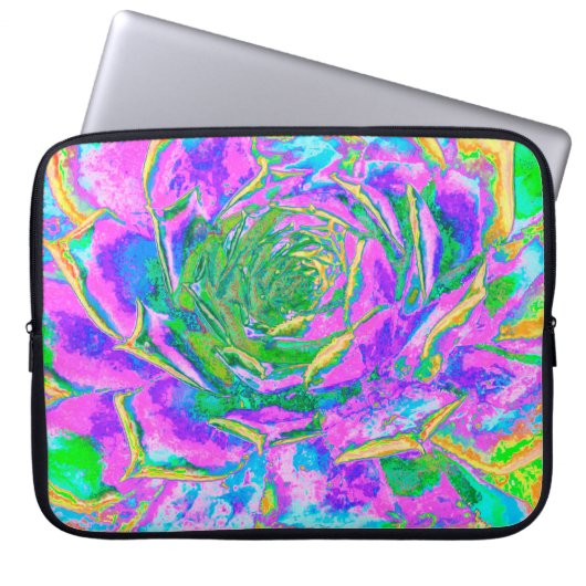 Rainbow Colors Fiesta Succulent Sedum Rosette Laptopschutzhülle (Vorderseite)