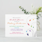 Rainbow Colors Floral Bridal Dusche Einladung (Stehend Vorderseite)