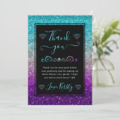 Rainbow Colors Gradient Glitzer Sweet 16 Dankeskarte (Stehend Vorderseite)