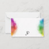Rainbow Colors Hand Script Monogram Template Mitteilungskarte (Rückseite)