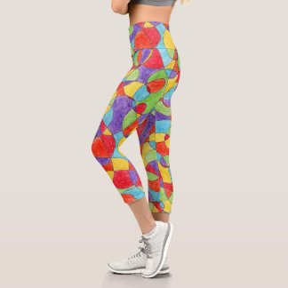 Rainbow Colors Handgezeichnetes Crayon Doodle Must Capri Leggings
