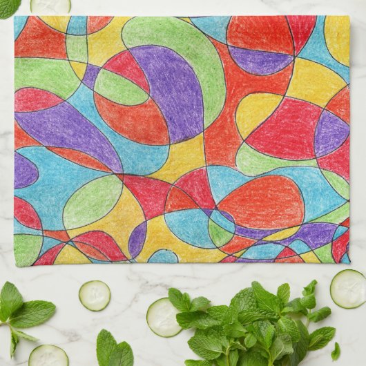 Rainbow Colors Handgezeichnetes Crayon Doodle Must Geschirrtuch (Gefaltet)