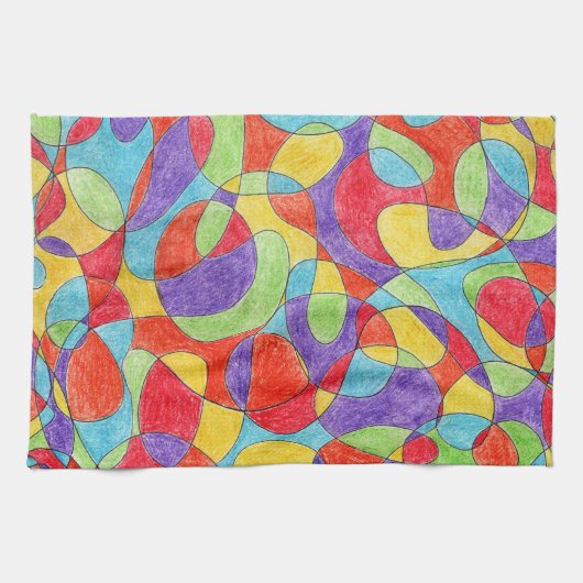 Rainbow Colors Handgezeichnetes Crayon Doodle Must Geschirrtuch (Horizontal)