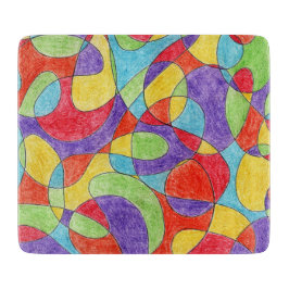Rainbow Colors Handgezeichnetes Crayon Doodle Must Schneidebrett