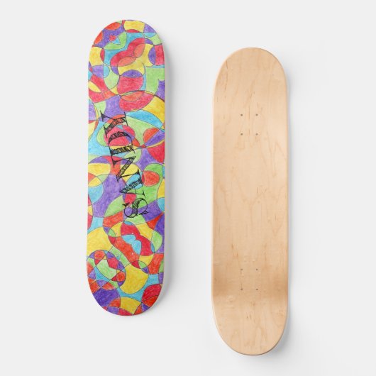 Rainbow Colors Handgezeichnetes Crayon Doodle Must Skateboard (Vorderseite)