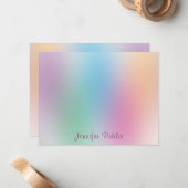 Rainbow Colors Handwriting Elegante Mit Monogramm Mitteilungskarte (Vorderseite/Rückseite Beispiel)