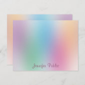 Rainbow Colors Handwriting Elegante Mit Monogramm Mitteilungskarte (Vorne/Hinten)