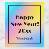 Rainbow Colors Happy New Year (6) Flasche Labels Weinetikett (Einzelnes Label)
