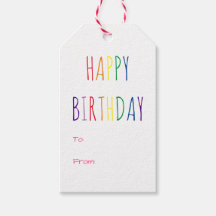 Rainbow Colors Hot Pink Birthday Geschenketiketten