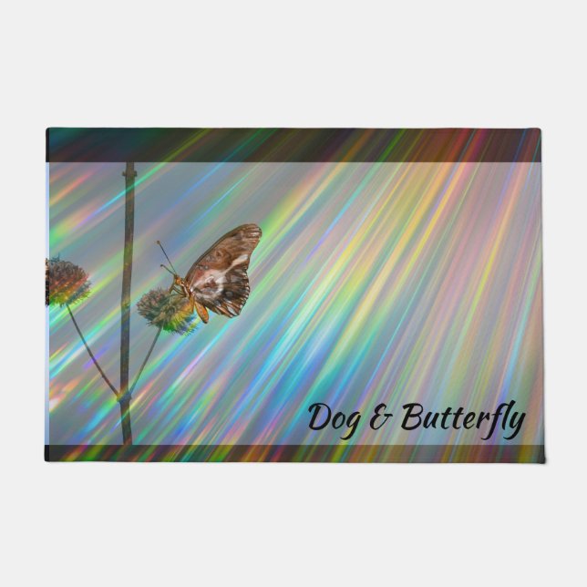 Rainbow Colors Hunde Butterfly Wings Doormat Fußmatte (Vorderseite)