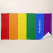 Rainbow Colors individuelle Name Strandtuch (Vorderseite)