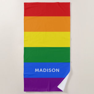 Rainbow Colors individuelle Name Strandtuch