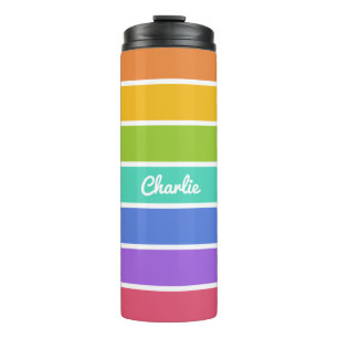 Rainbow Colors individuelle Name tumbler Thermosbecher