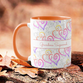 Rainbow Colors Linked Heart Artwork Custom Tasse
