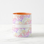 Rainbow Colors Linked Heart Artwork Custom Tasse (Zentrum)
