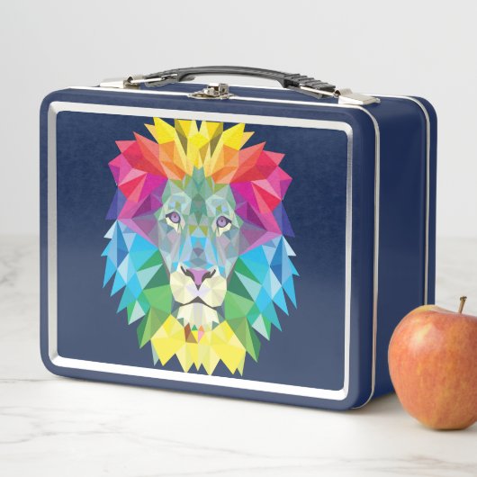 Rainbow Colors Lion Head auf Blue Metall Brotdose (Beispiel)
