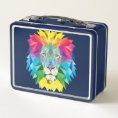 Rainbow Colors Lion Head auf Blue Metall Brotdose (Rückseite)