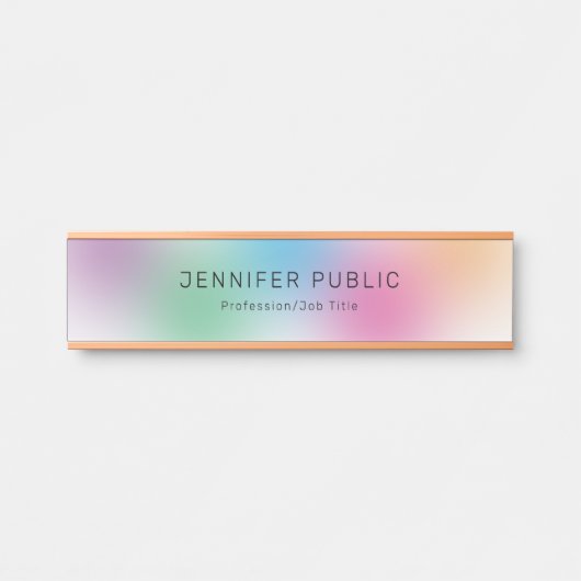 Rainbow Colors Modern Simple Template Rose Gold Türschild (Vorderseite )
