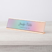 Rainbow Colors Moderne elegante Template Rose Gold Schreibtischnamensplakette (Vorderseite )