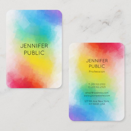 Rainbow Colors Modernes Template Elegante Farben Visitenkarte (Vorne/Hinten)