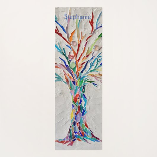 Rainbow Colors Mosaik Tree of Life Yogamatte (Rückseite)