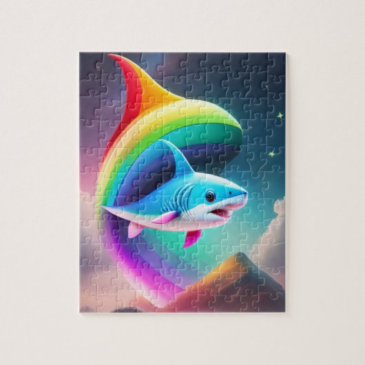 Rainbow Colors Niedlich Shark Puzzle (Vertikal)
