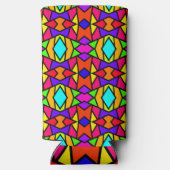 Rainbow Colors Patchwork Geometrisches Wiederholmu Selters Dosenkühler (Rückseite)