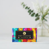 Rainbow Colors Stached Glass Pattern Visitenkarte (Stehend Vorderseite)