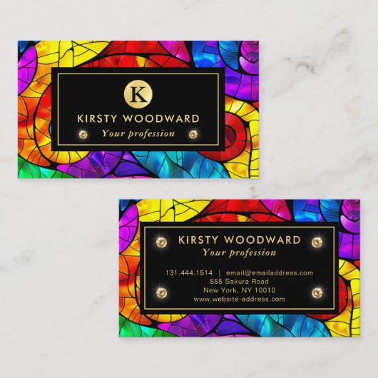 Rainbow Colors Stached Glass Pattern Visitenkarte (Vorne/Hinten)