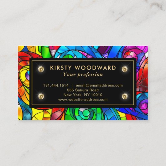 Rainbow Colors Stached Glass Pattern Visitenkarte (Rückseite)